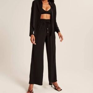 FATIGUES 100% silk pants‎ classic dressy black tie front size Medium